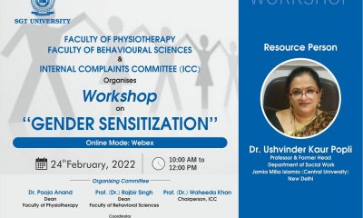 Faculty of Physiotherapy, Faculty of Behavioural and Social Sciences & Internal Complaints Committee (ICC) is jointly organising a workshop on “Gender Sensitization”